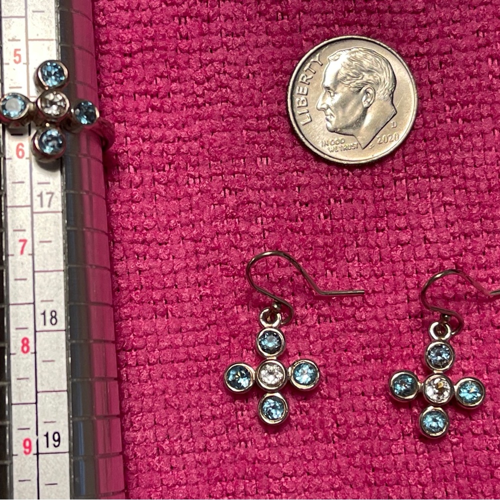 Blue Stone 925 Sterling earrings and ring set